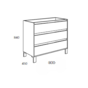 Zoom Mobile bagno Bolton con 3 cassetti 80x45x84 cm colore rovere grigio ghiaccio