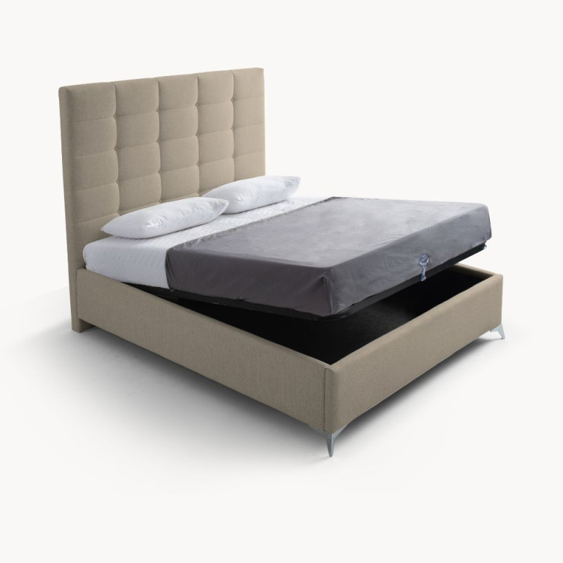 Letto matrimoniale Napoli grande imbottito contenitore cappuccino