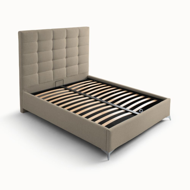 Letto matrimoniale Napoli grande imbottito contenitore cappuccino