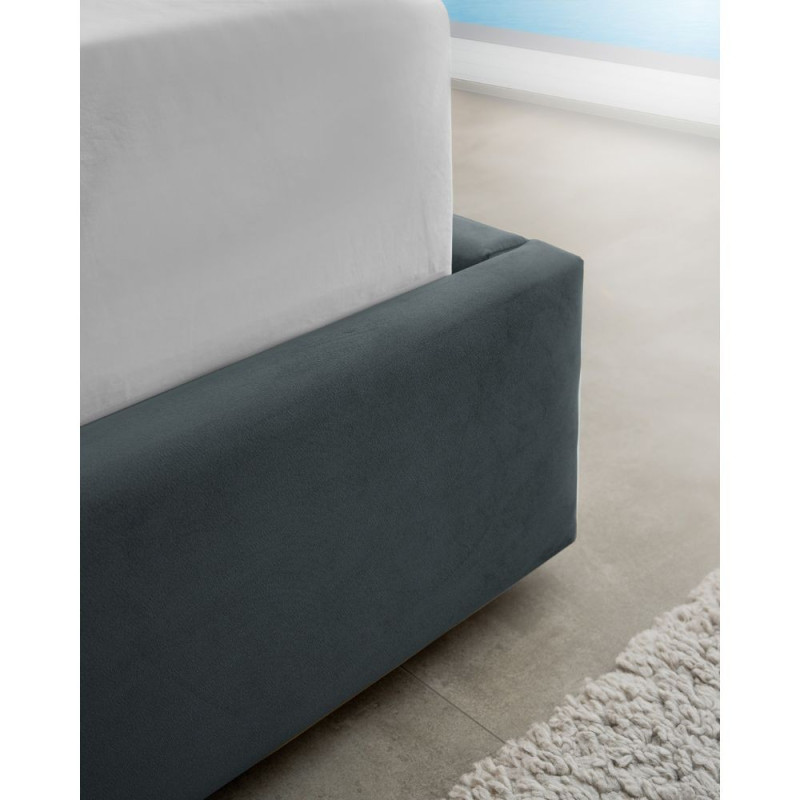 Letto matrimoniale Wilma contenitore blu pacific tessuto Vogue