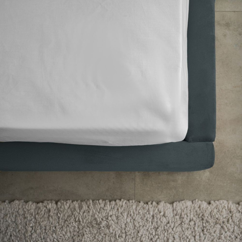 Letto matrimoniale Wilma contenitore blu pacific tessuto Vogue