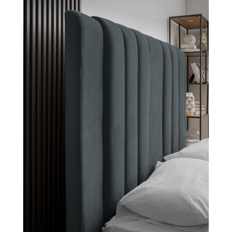 Letto matrimoniale Wilma contenitore blu pacific tessuto Vogue