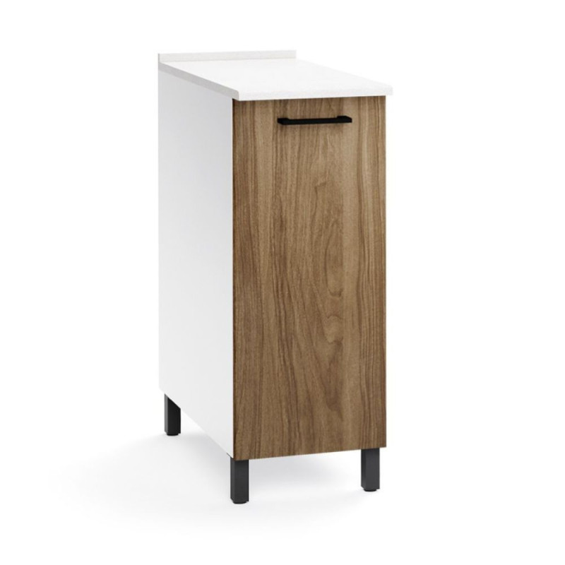 Base cucina 30x50x85 cm bianca e noce naturale moderna