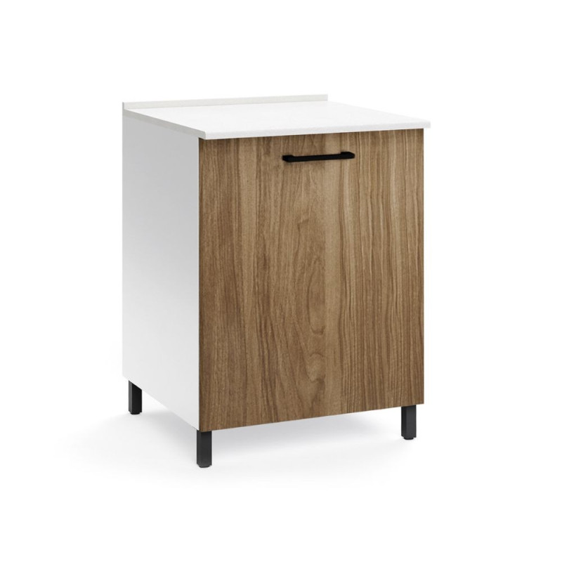 Base cucina 60x50x85 cm bianca e noce naturale moderna