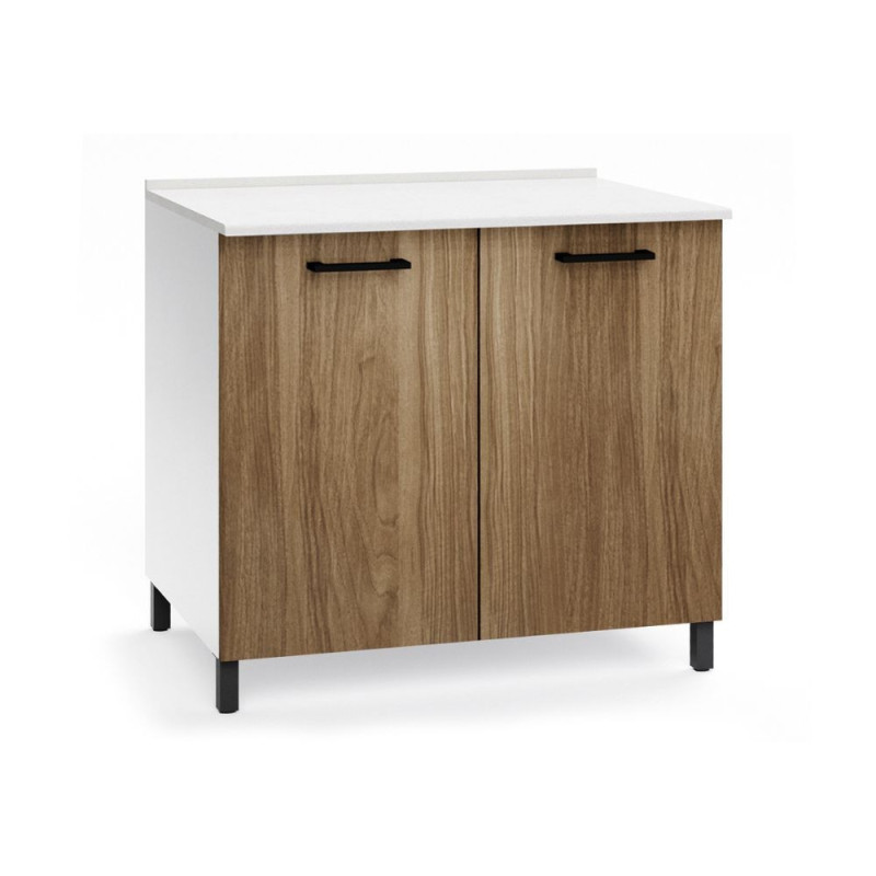 Base cucina 80x50x85 cm bianca e noce naturale moderna