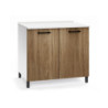 Base cucina 80x50x85 cm bianca e noce naturale moderna