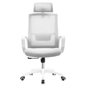 Zoom Set di 2 Poltrone ufficio Ica con schienale in rete e poggiatesta regolabile colore bianco