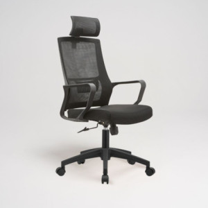 Set 2 poltrone ufficio Ica nere schienale rete poggiatesta