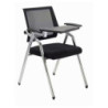 Set 3 sedie ufficio Loreto con tavolino ribaltabile nere moderne