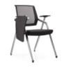 Set 3 sedie ufficio Loreto con tavolino ribaltabile nere moderne