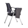 Set 3 sedie ufficio Loreto con tavolino ribaltabile nere moderne