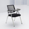 Set 3 sedie ufficio Loreto con tavolino ribaltabile nere moderne