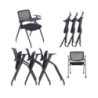 Set 3 sedie ufficio Loreto con tavolino ribaltabile nere moderne