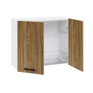 Scolapiatti cucina 80x32x72 cm bianco e noce naturale moderno