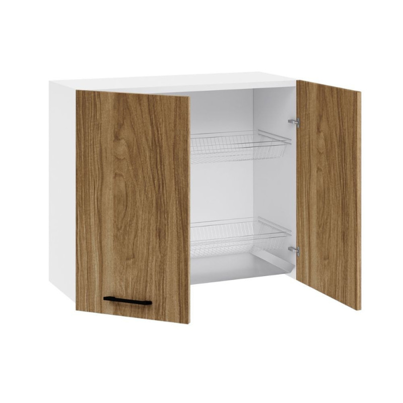 Scolapiatti cucina 80x32x72 cm bianco e noce naturale moderno