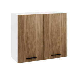 Pensile cucina 80x32x72 cm bianco e noce naturale moderno