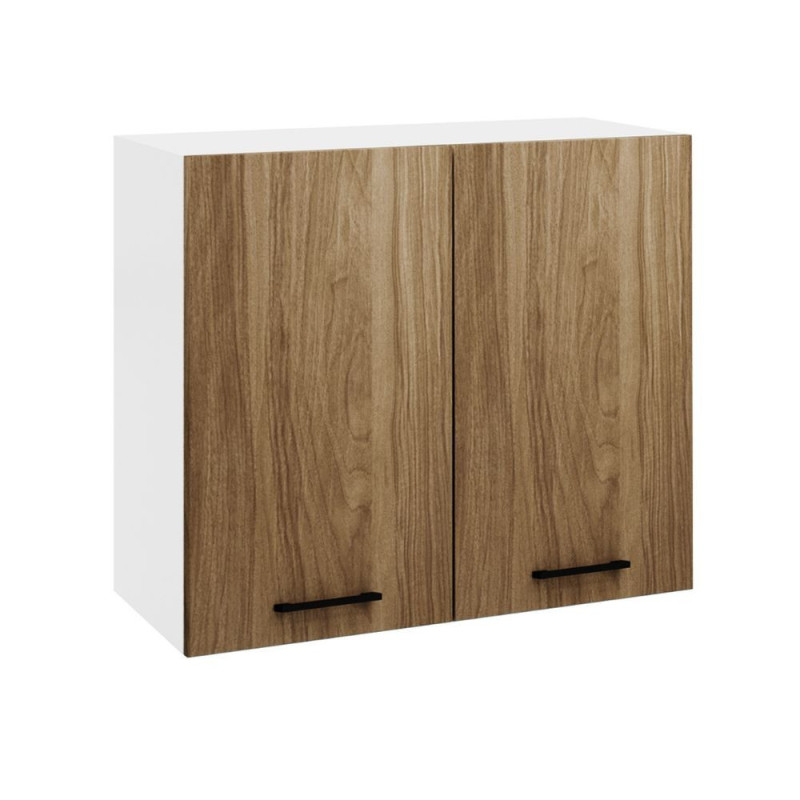 Pensile cucina 80x32x72 cm bianco e noce naturale moderno
