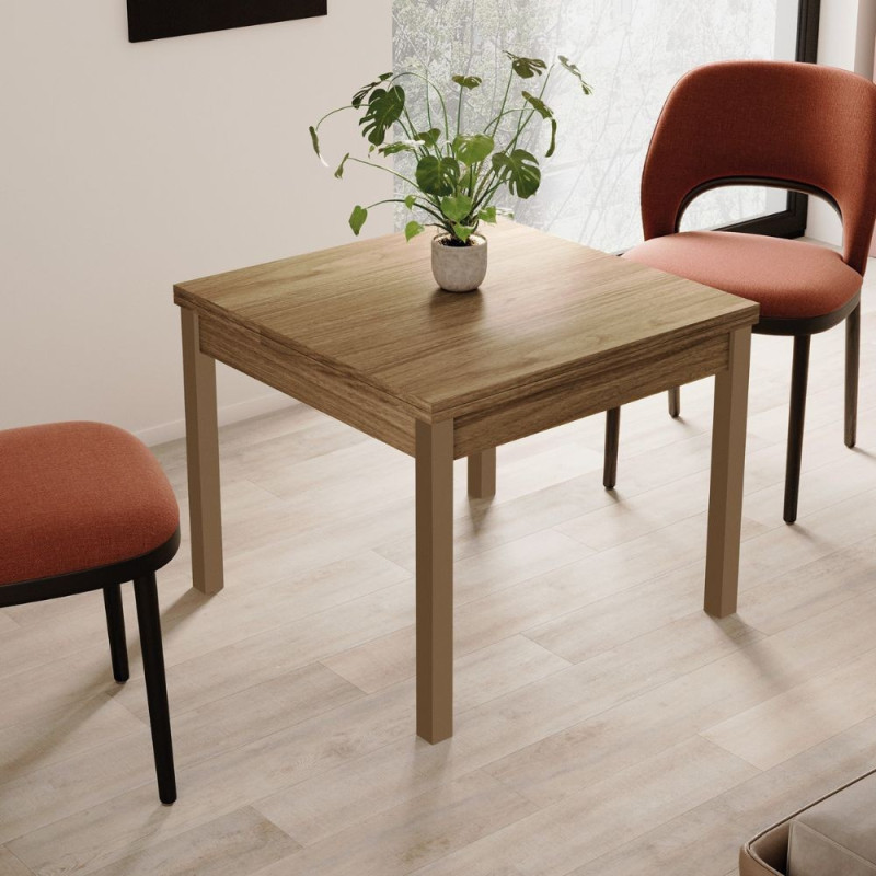 Tavolo quadrato raddoppiabile Firenze 90x90 cm noce naturale