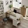 Scrivania Ibisco 160 cm bianco frassinato e noce naturale moderna