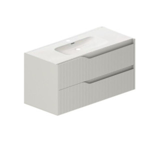 Zoom Mobile bagno sospeso Soho con due cassetti effetto cannettato colore cashmere opaco 100x45x50 cm.