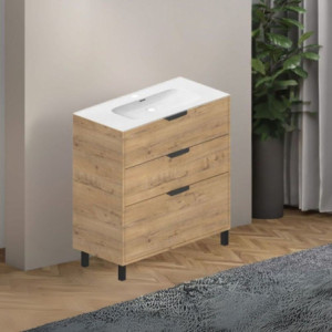 Mobile bagno Triana rovere 3 cassettoni 80x46x80 cm moderno