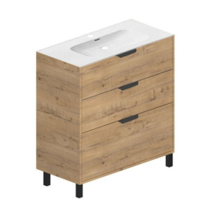 Zoom Mobile bagno Triana con 3 cassettoni colore rovere