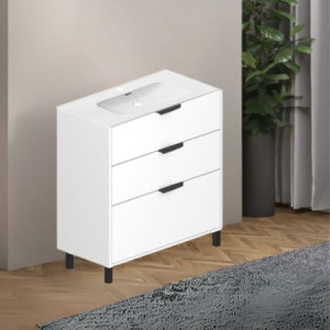 Mobile bagno Triana 3 cassettoni bianco lucido moderno 80x46x80