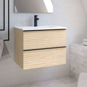 Mobile bagno sospeso Senda rovere chiaro 80x45,5x48 cm moderno