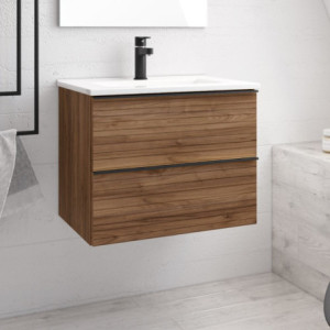 Mobile bagno sospeso Senda 80x45.5x48 cm noce cannettato