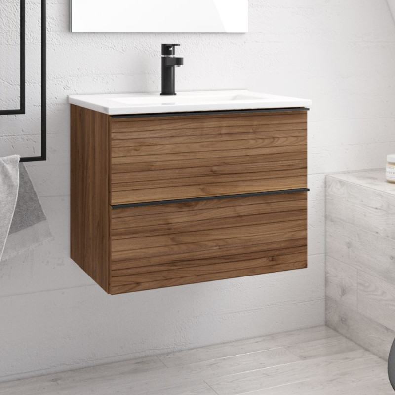 mobile bagno sospeso 80 cm noce | levante shop
