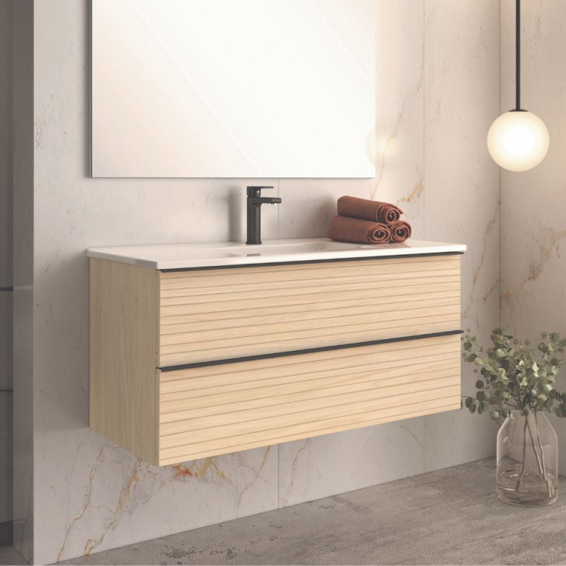 mobile bagno sospeso 100 cm rovere chiaro | levante shop