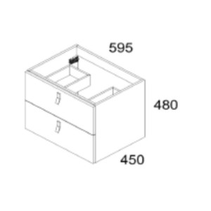 Zoom Mobile bagno sospeso Invicta con due cassetti colore verde oliva e maniglie nere 60x48x45 cm.