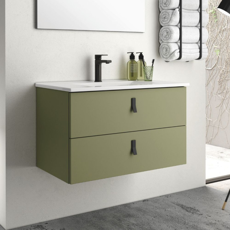 mobile bagno sospeso 80 cm verde oliva | levante shop