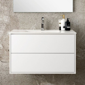 Mobile bagno sospeso Push bianco 80x45x48 cm due cassettoni moderno