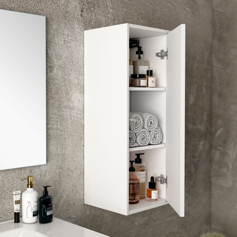 Pensile bagno Push bianco 35x30,5x80 cm 1 anta 2 ripiani moderno
