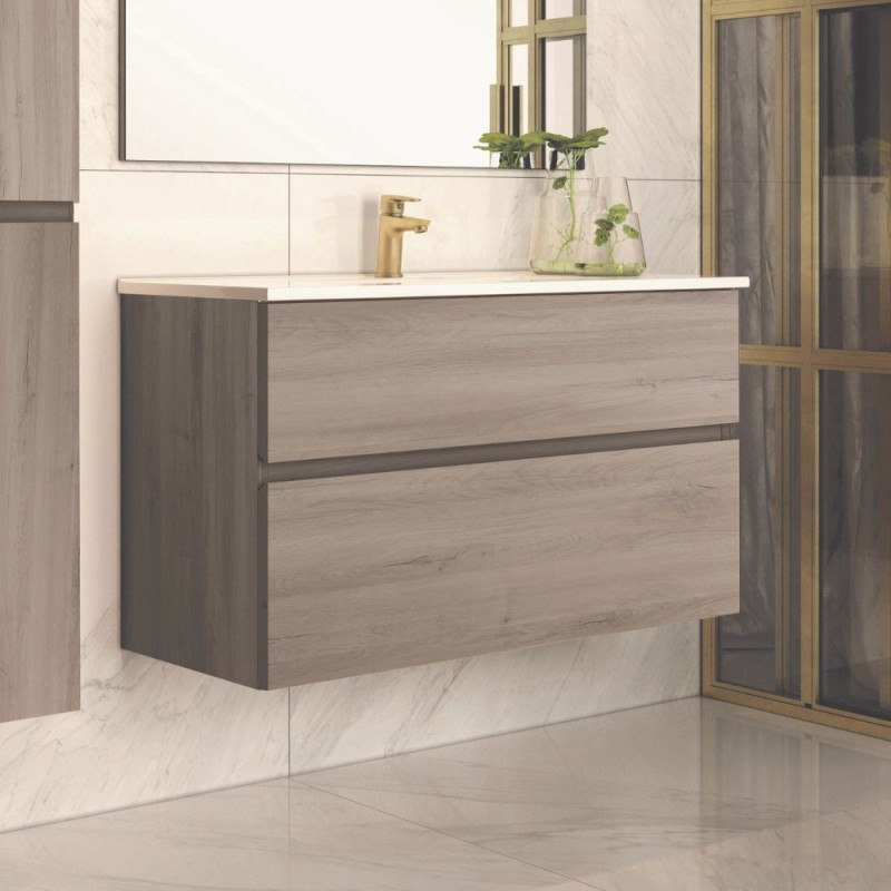 Mobile bagno sospeso Londres rovere grigio 100x45x59 cm moderno