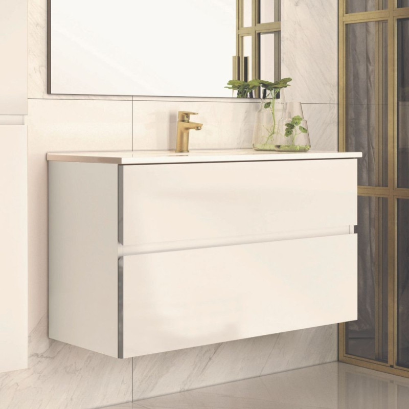 Mobile bagno sospeso Londres bianco laccato 100x45x59 cm moderno