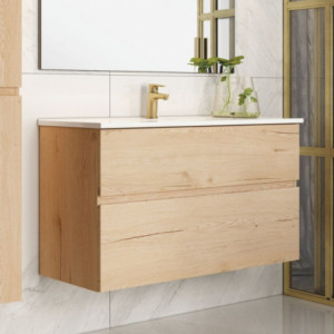 Mobile bagno sospeso Londres 100x45x59 cm rovere moderno