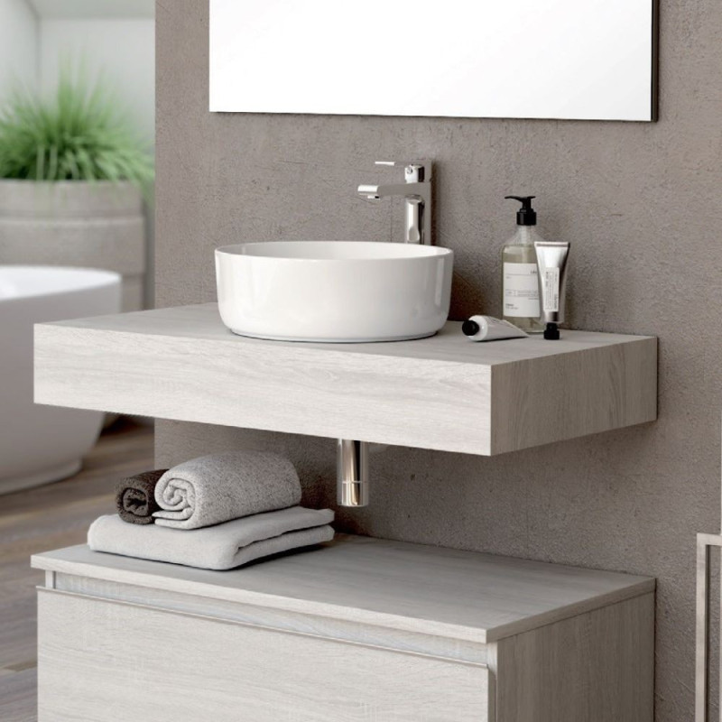 Mensola appoggio Ely lavabo rovere grigio ghiaccio 120x45x12 cm
