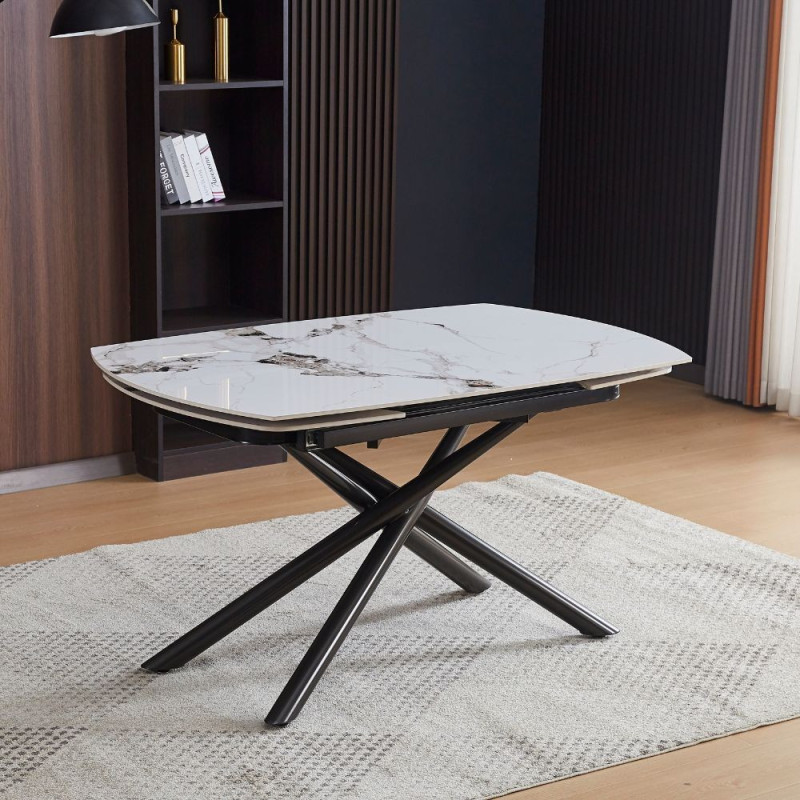 Tavolo girevole allungabile Astrid ceramica marmo bianco lucido