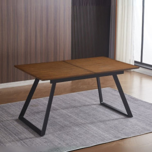 Tavolo allungabile Shelton piano rovere scuro gambe metallo nero