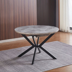 Tavolo rotondo allungabile Evelina ceramica marmo grigio lucido