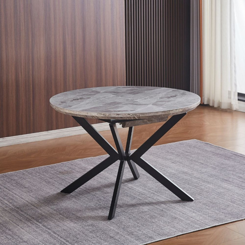 Tavolo rotondo allungabile Evelina ceramica marmo grigio lucido