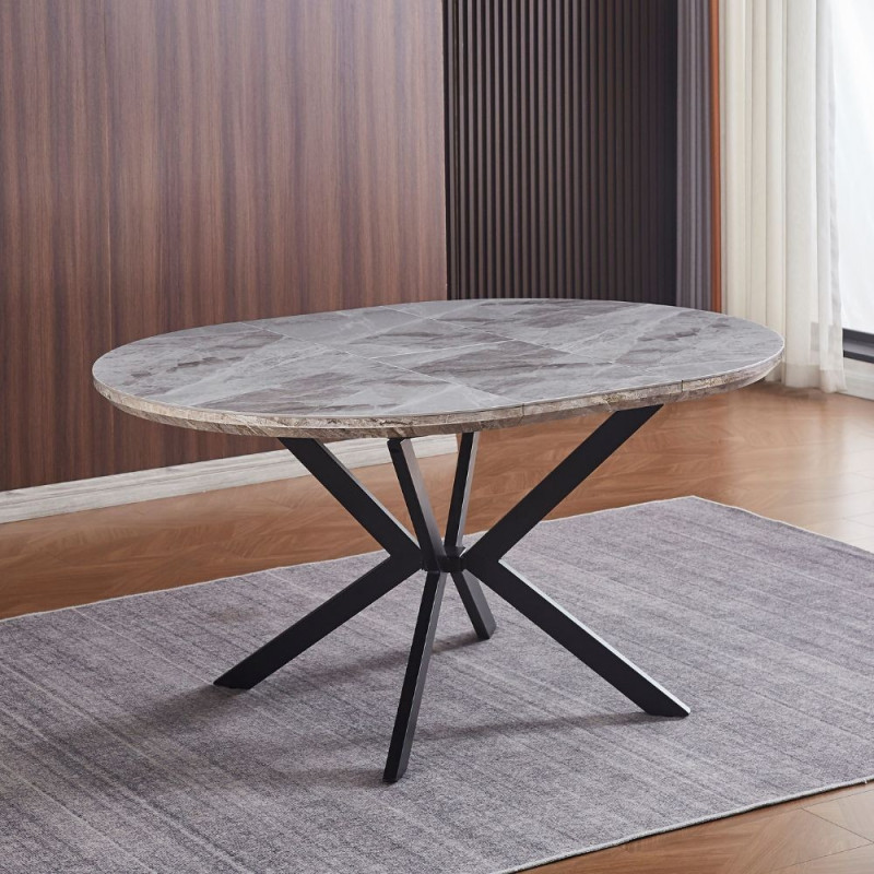 Tavolo rotondo allungabile Evelina ceramica marmo grigio lucido