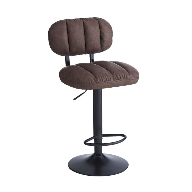 Sgabello Tati ecopelle brown e gamba metallo nero design moderno