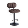 Sgabello Tati ecopelle brown e gamba metallo nero design moderno