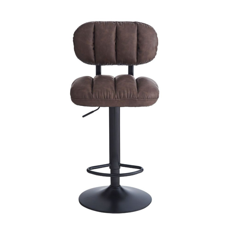 Sgabello Tati ecopelle brown e gamba metallo nero design moderno