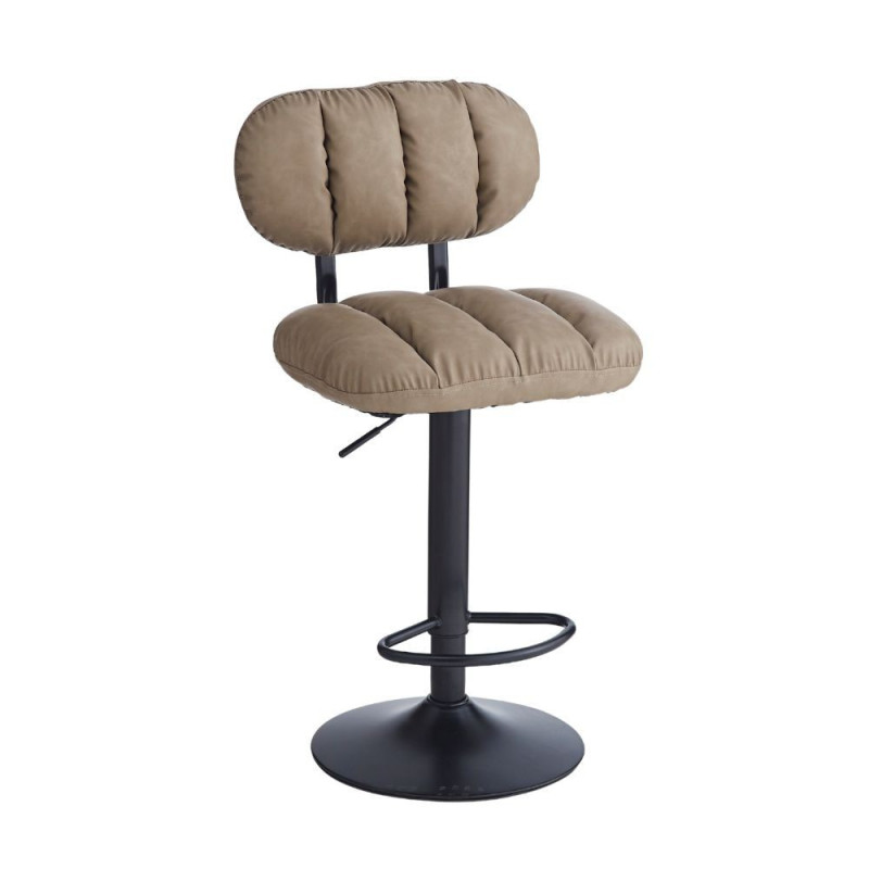 Sgabello Tati ecopelle tortora e gamba metallo nero design moderno