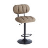 Sgabello Tati ecopelle tortora e gamba metallo nero design moderno