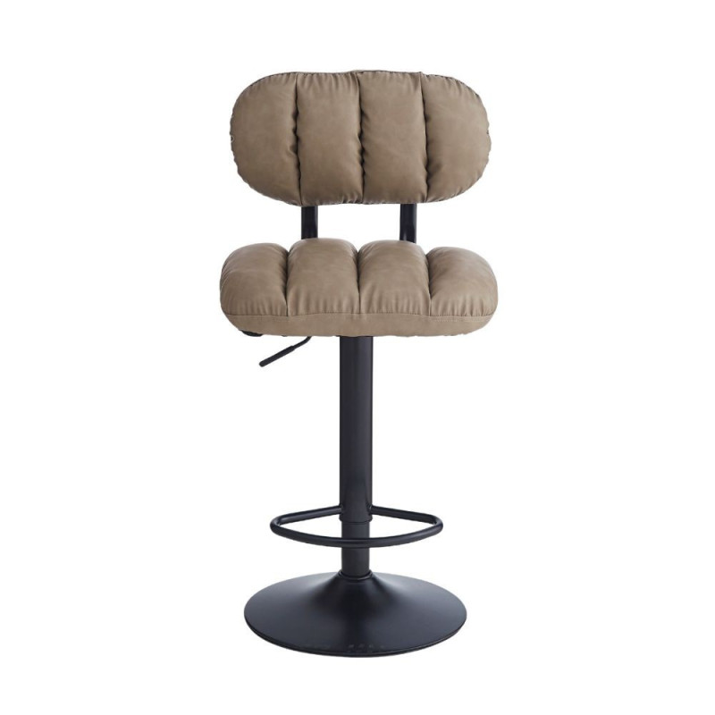 Sgabello Tati ecopelle tortora e gamba metallo nero design moderno